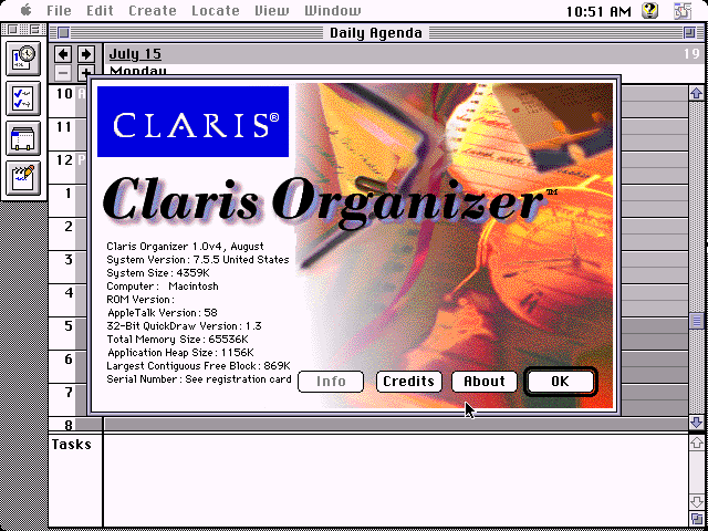 Claris Organizer 1.0v4 - About