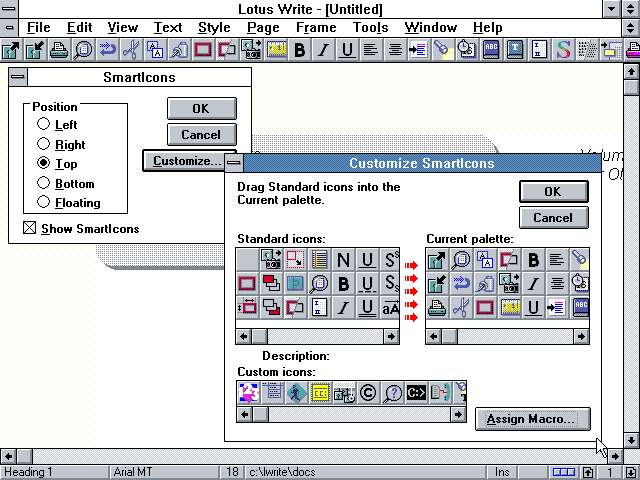 Lotus Write 2.0 - Toolbar