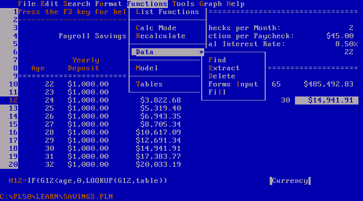 PlanPerfect 5.0 - Edit