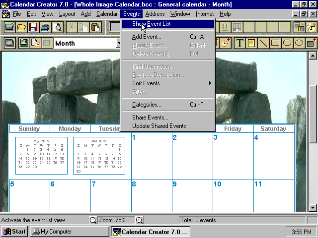 Calendar Creator 7.0 - Events