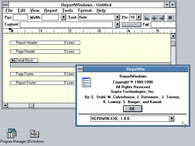 SQLWindows 2.0 - ReportWindows