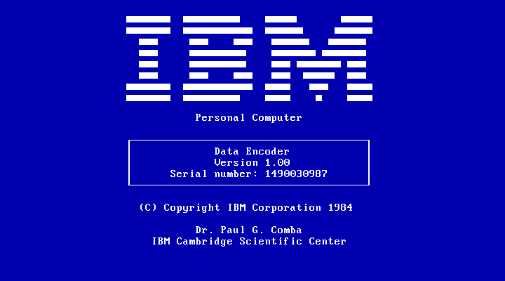 IBM Data Encoder 1.00 - Splash