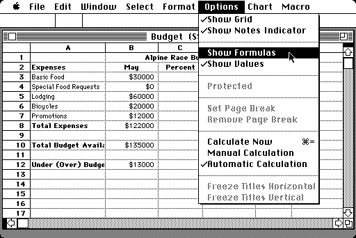 Microsoft Works 2.00a for Macintosh - Spreadsheet