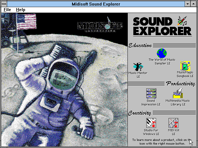 Midisoft Sound Explorer for Windows - Menu