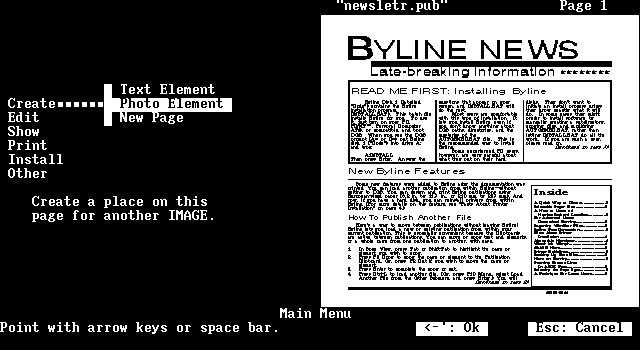 Byline 1.0 - Menu