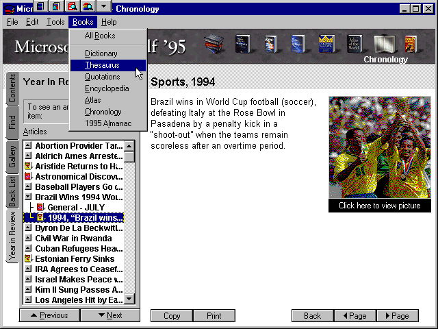 Microsoft Bookshelf 95 - Menu