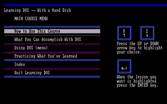 Microsoft Learning DOS v2.00 - Menu