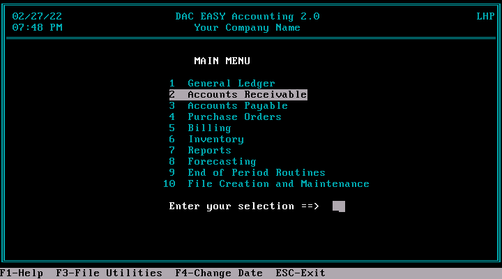 DAC-Easy Accounting 2.0 - Menu