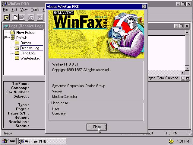 WinFax Pro 8.01 - Splash