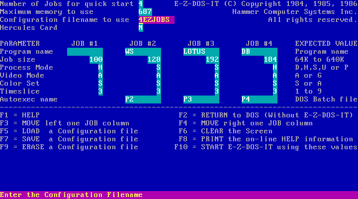 EZ-DOS-IT 4.0 - Settings