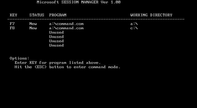 Multitasking MS-DOS 4.00 - Session Manager